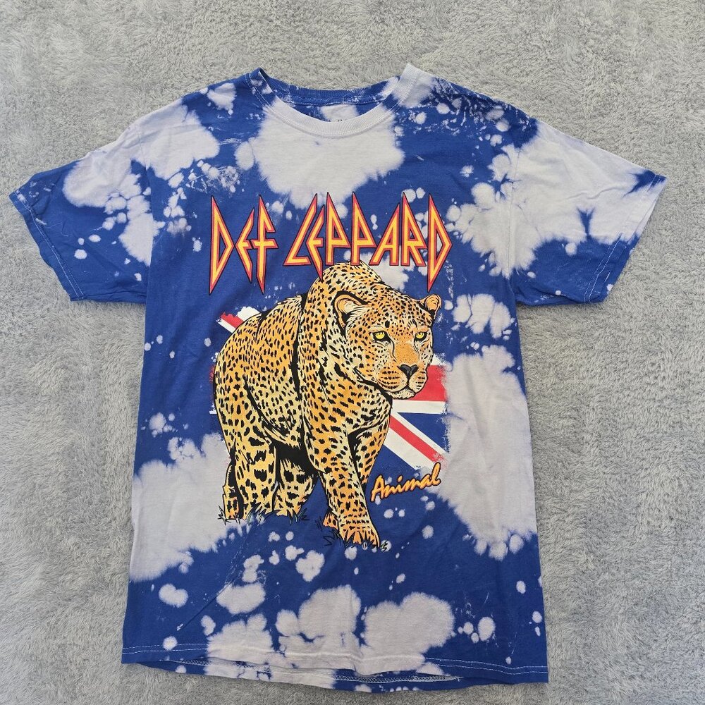 DEF LEPPARD Animal Graphic Band Tee T Shirt Men's Size S NWOT Tie Dye